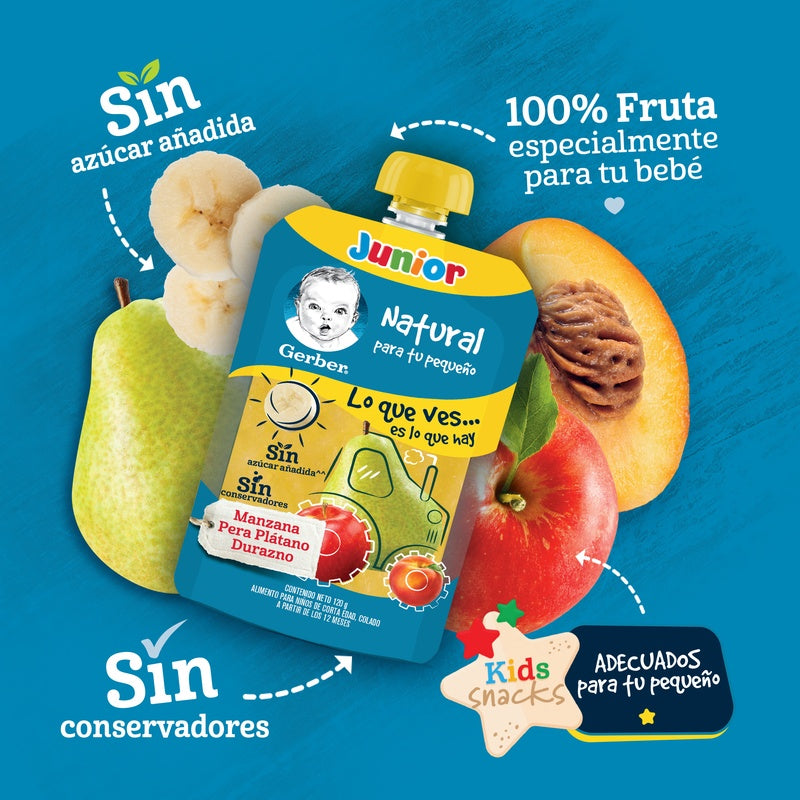 Gerber Flexipack Jr Manzana-Pera-Platano-Durazno120 G 7501000909735  perfil 7