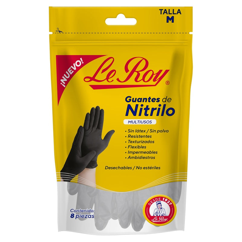 Guante Le Roy Nitrilo Multiusos Mediano Con 8 Piezas 729514000558  perfil 2