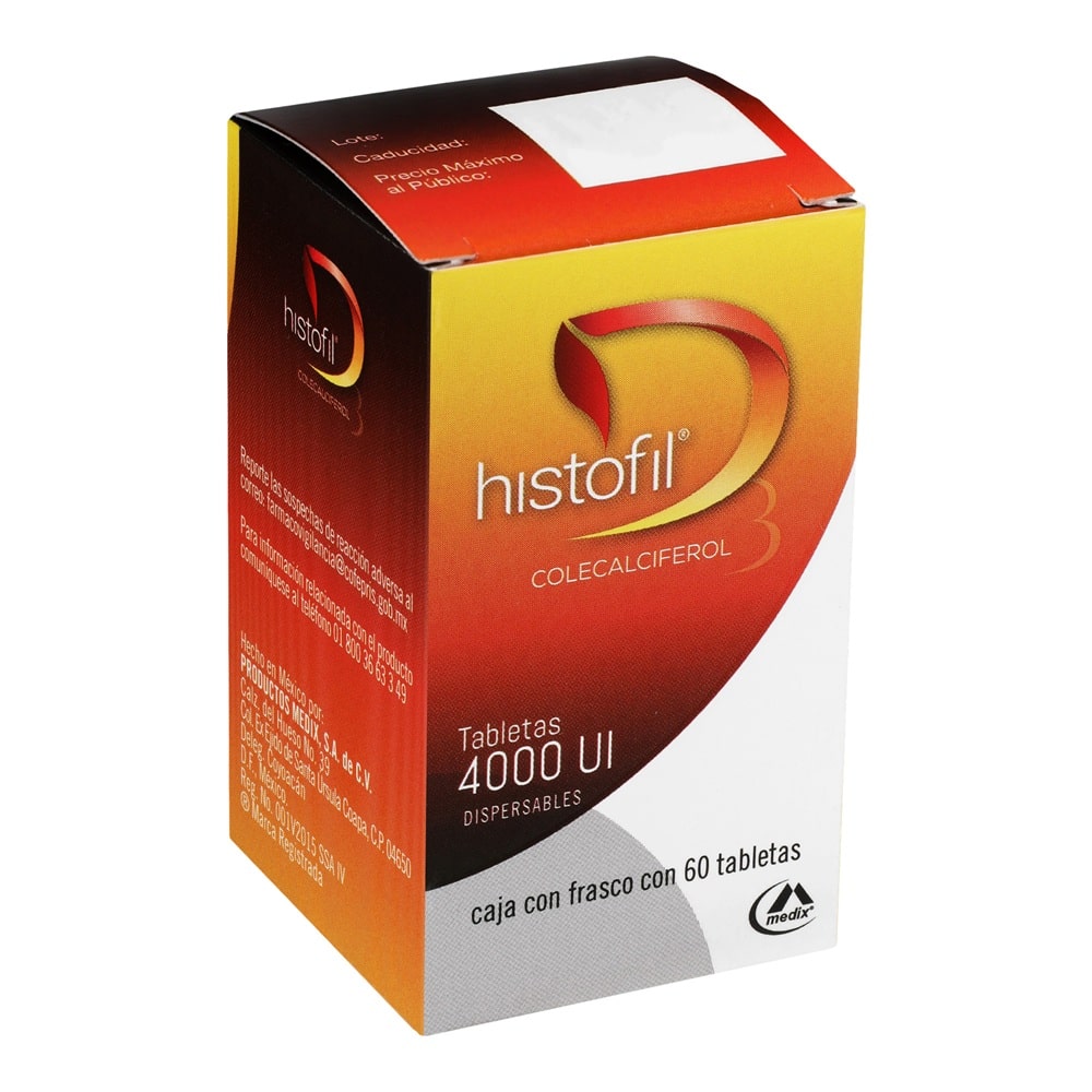 Histofil (Vitamina D) 4000 Ui Frasco Tabletas 60 7501293201936 perfil 3