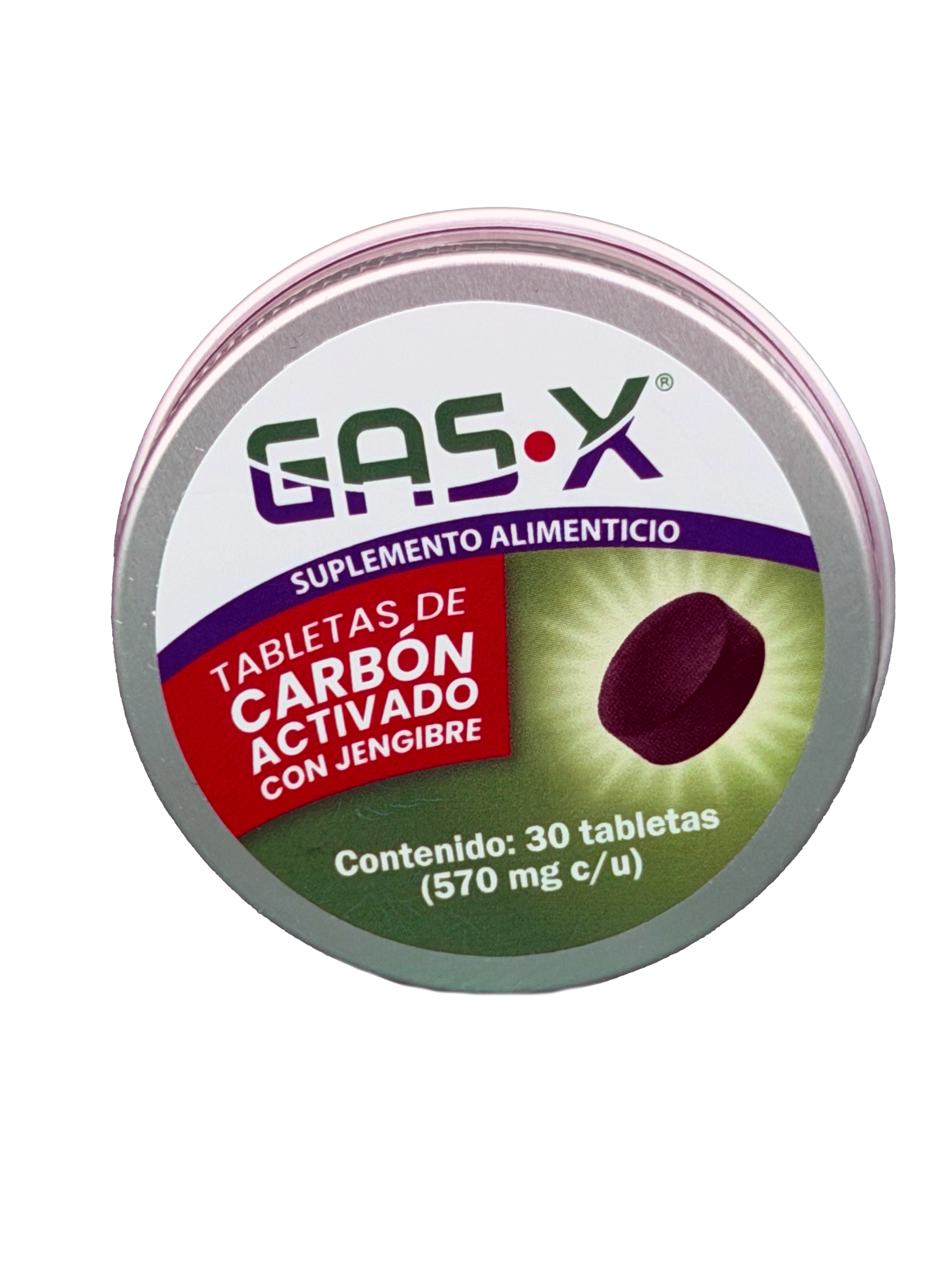 Gas-X Suplemento Alimenticio Carbon Activado Jengibre Con 30 Tabletas