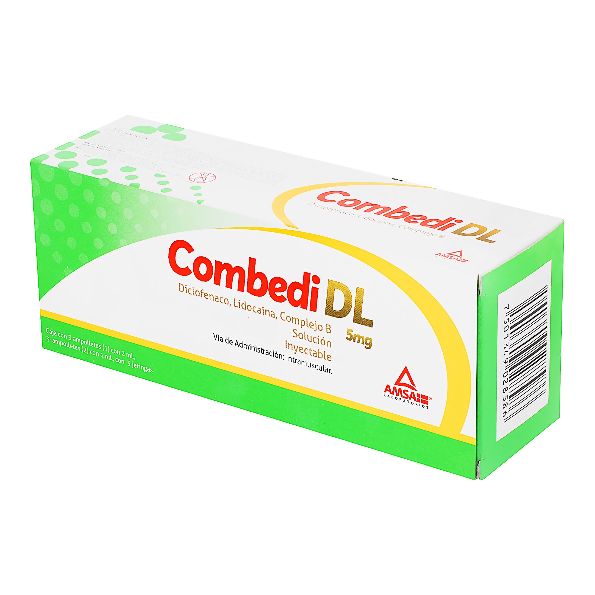 Combedi Dl (Diclofenaco/Lidocaina/Complejo B) 5 Mg Con 3 Ampolletas-1