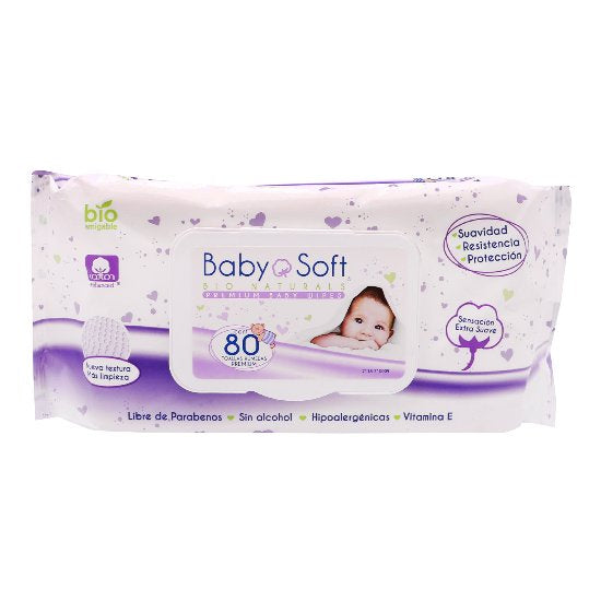 Toallas Humedas Baby Soft Morada Con 80 Piezas-1