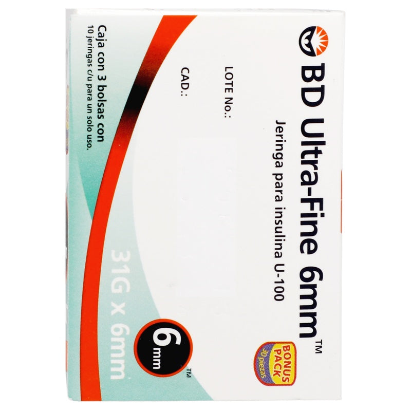 Jeringa 1 Ml Bd Insulina 31 G X 6 Mm Con 30 Piezas 382903267873  perfil 2