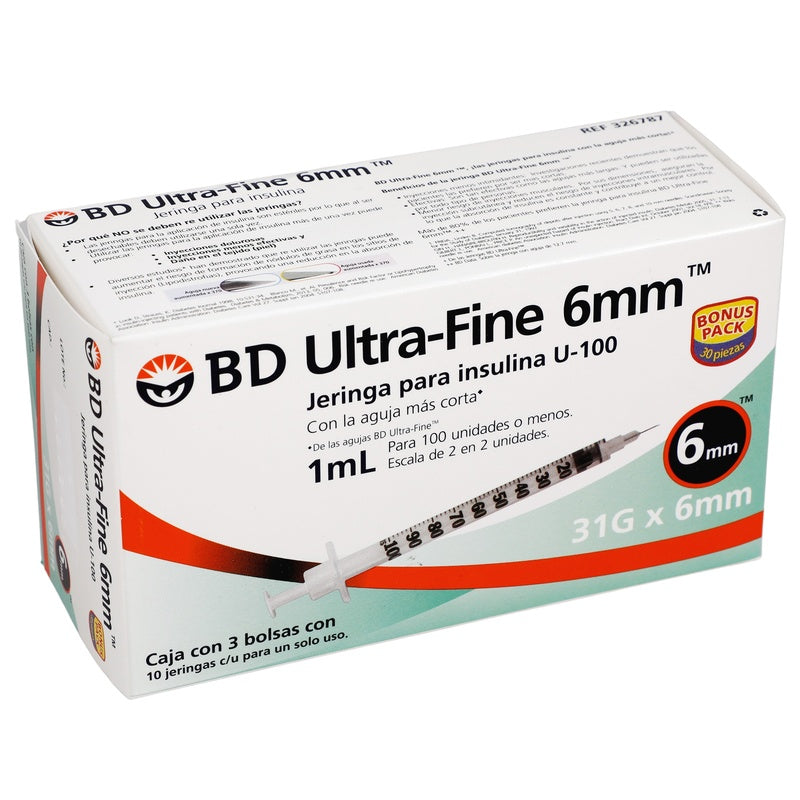 Jeringa 1 Ml Bd Insulina 31 G X 6 Mm Con 30 Piezas 382903267873  perfil 3