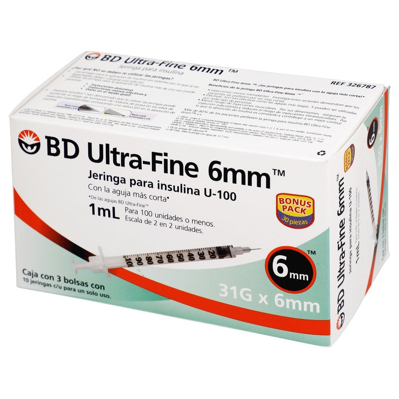 Jeringa 1 Ml Bd Insulina 31 G X 6 Mm Con 30 Piezas 382903267873  perfil 4