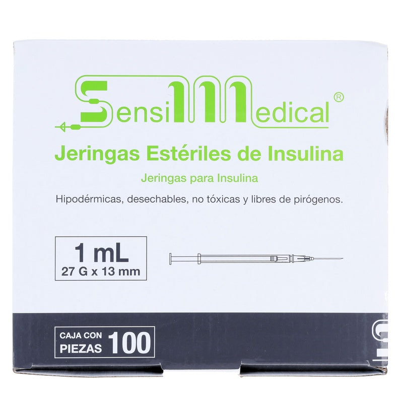 Jeringa Sensimedical 1 Ml Gris 27 G X 13 Mm Con 100 Piezas 7506022301888  perfil 3