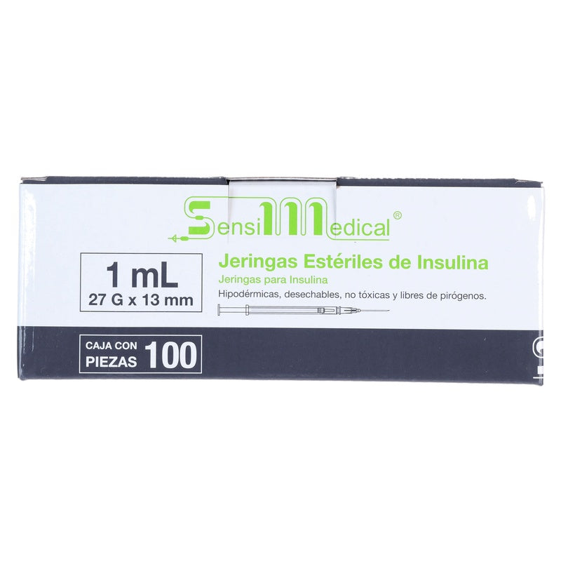 Jeringa Sensimedical 1 Ml Gris 27 G X 13 Mm Con 100 Piezas 7506022301888  perfil 4