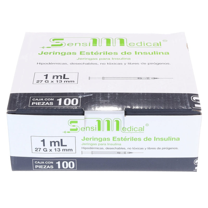 Jeringa Sensimedical 1 Ml Gris 27 G X 13 Mm Con 100 Piezas 7506022301888  perfil 5