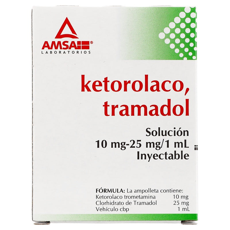 Ketorolaco / Tramadol 10 Mg/25 Mg Con 3 Ampolletas 1 Ml Amsa 7501349029040  perfil 7
