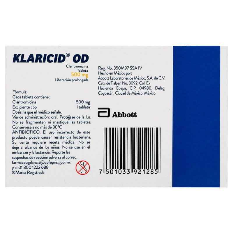 Klaricid-Od 500 Mg Con 10 Tabletas 7501033921285  perfil 7