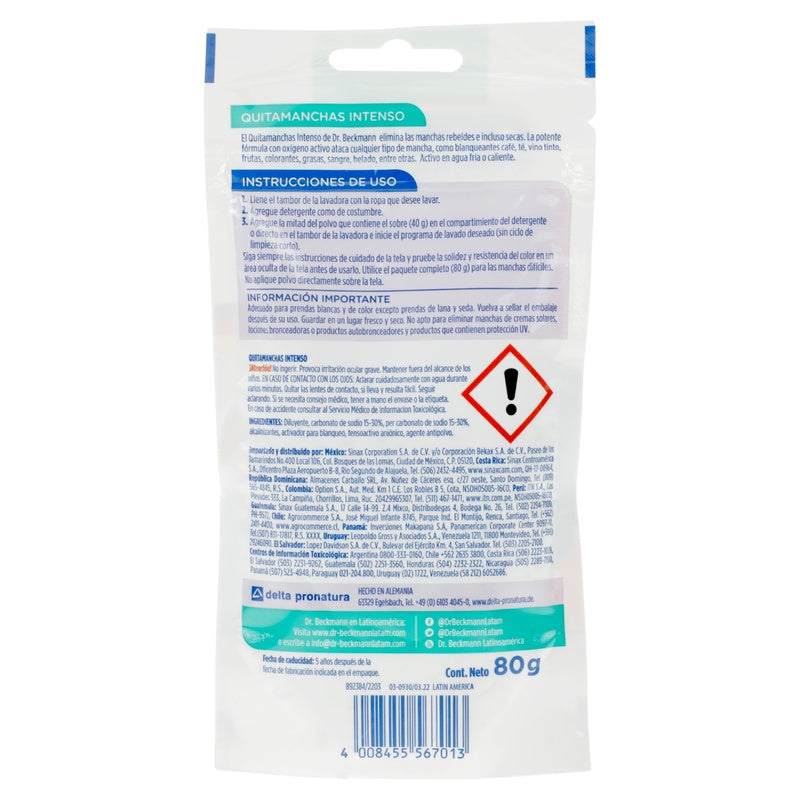 Limpiador Dr Beckman Quitamanchas Intenso Para Ropa 80 G 4008455567013  perfil 6