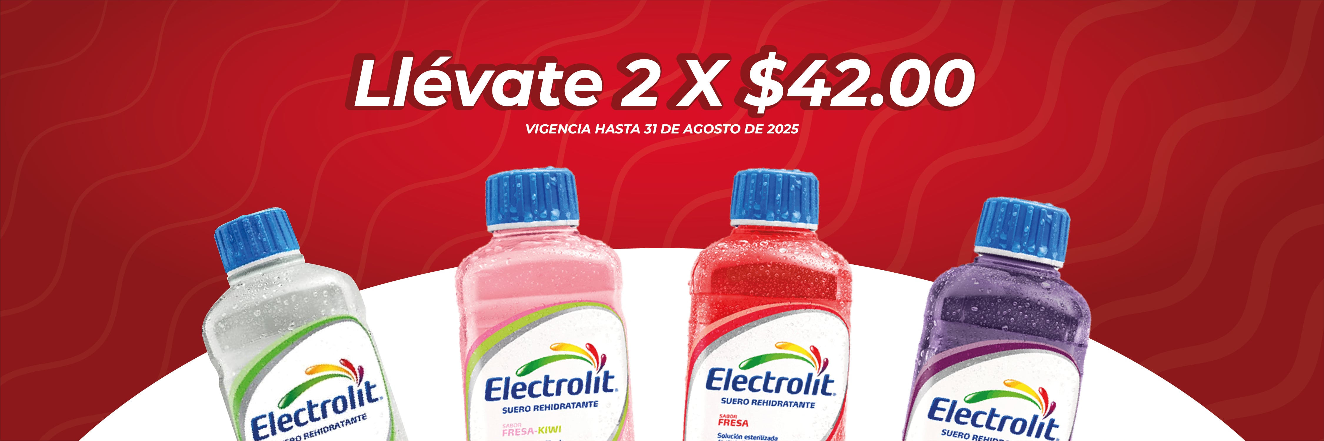 Llevate 2 Electrolit por 42 pesos, solo en Farmacias San Jorge