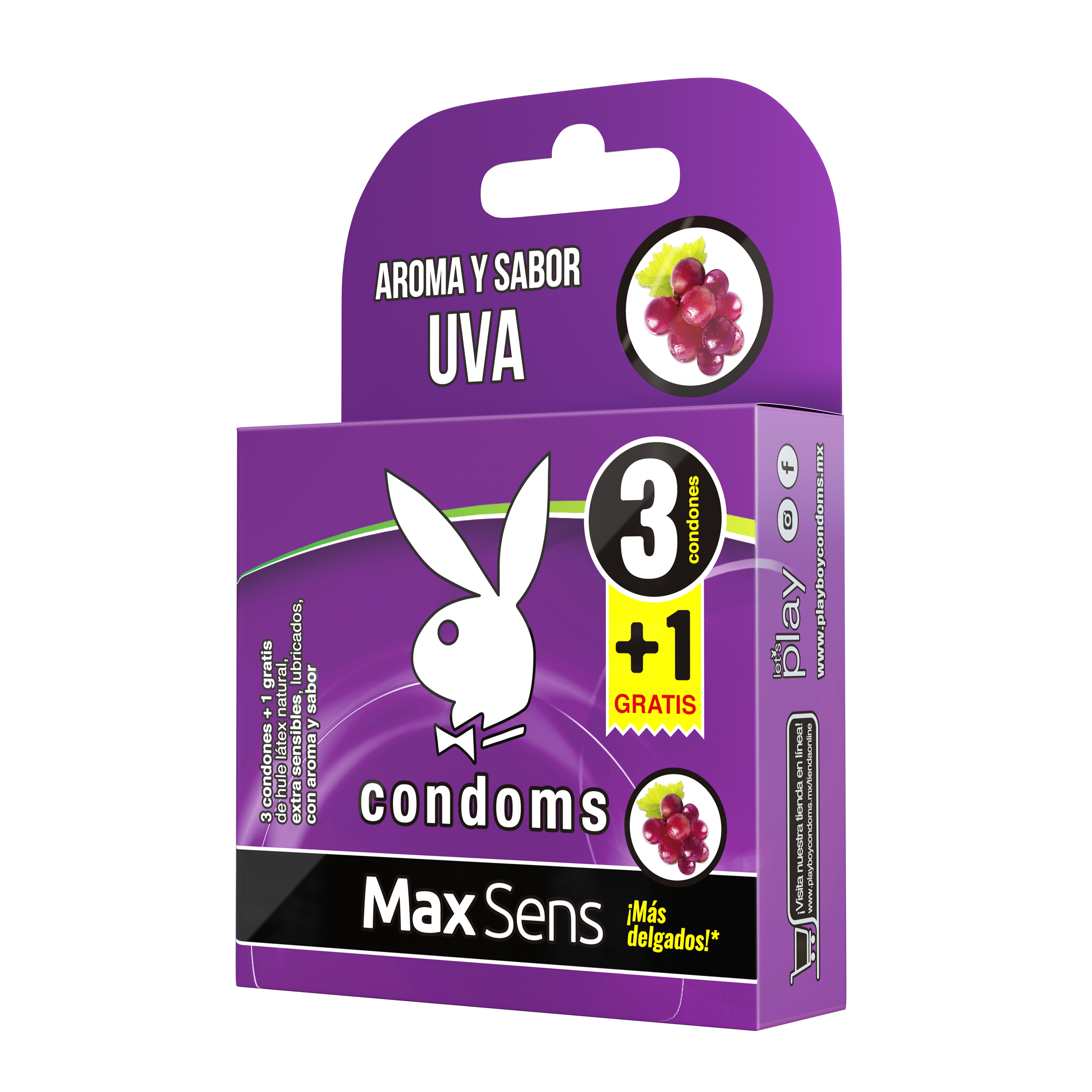 Preservativo Playboy Maxsens Uva  3+1
