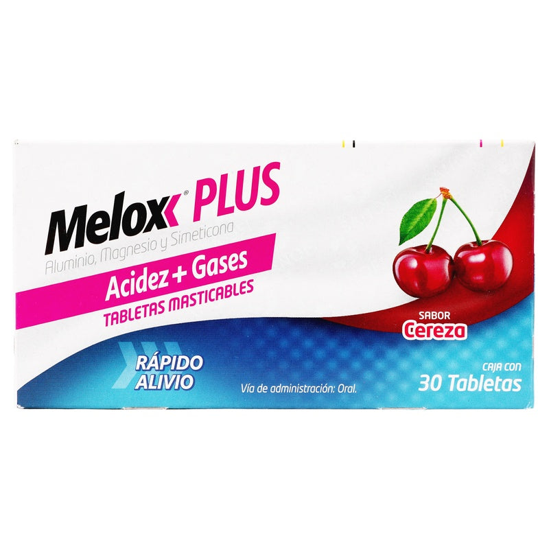 Melox Plus Antigas Cereza Con 30 Tabletas Masticables 7501165002906  perfil 5