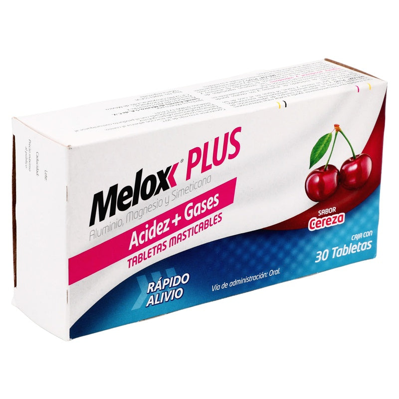 Melox Plus Antigas Cereza Con 30 Tabletas Masticables 7501165002906  perfil 7