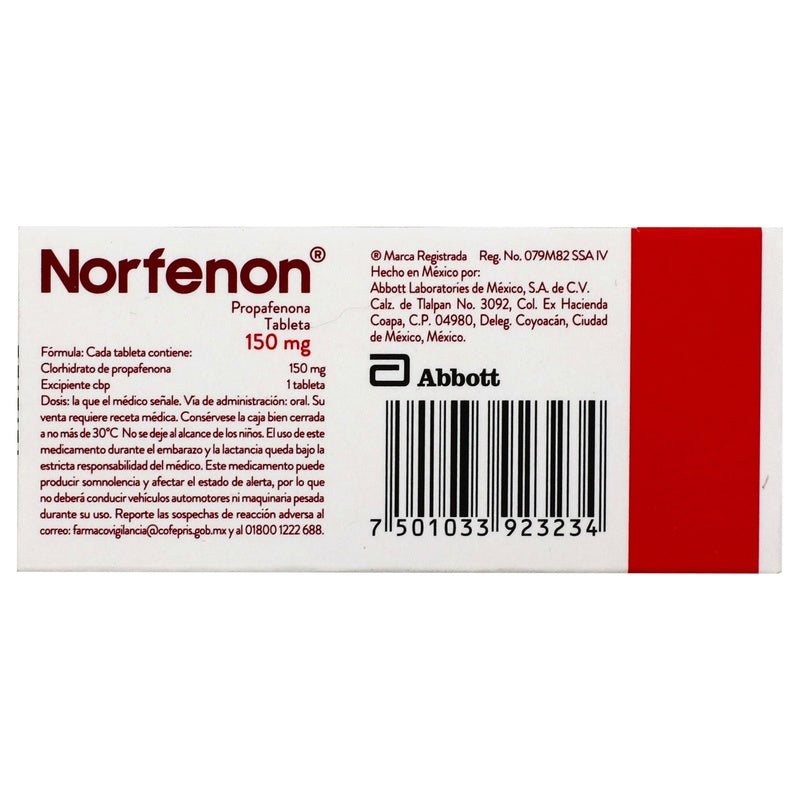 Norfenon 150 Mg Con 30 Tabletas 7501033923234  perfil 4