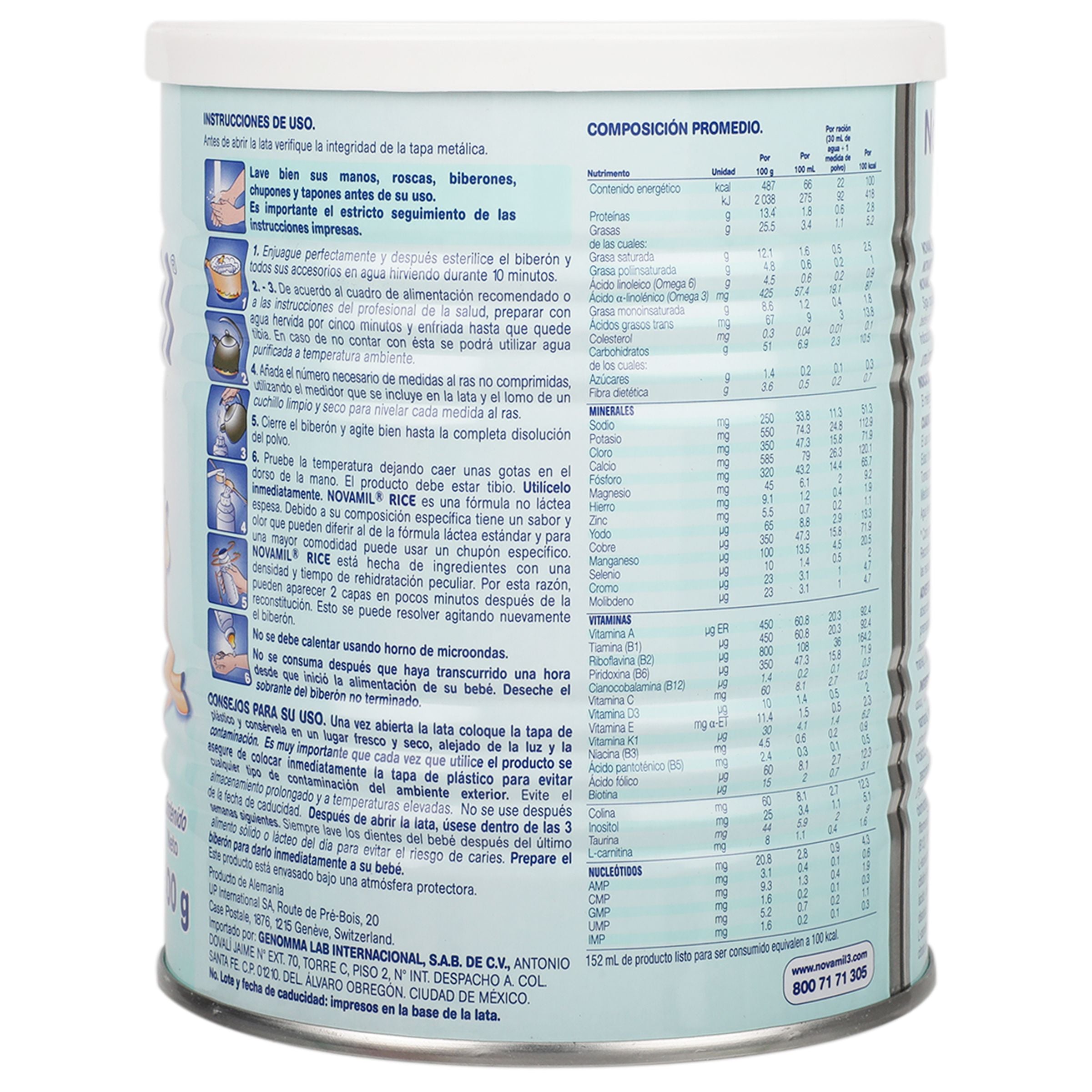 Novamil Rice Formula No Lactea 400 G 7501318687332 perfil 4