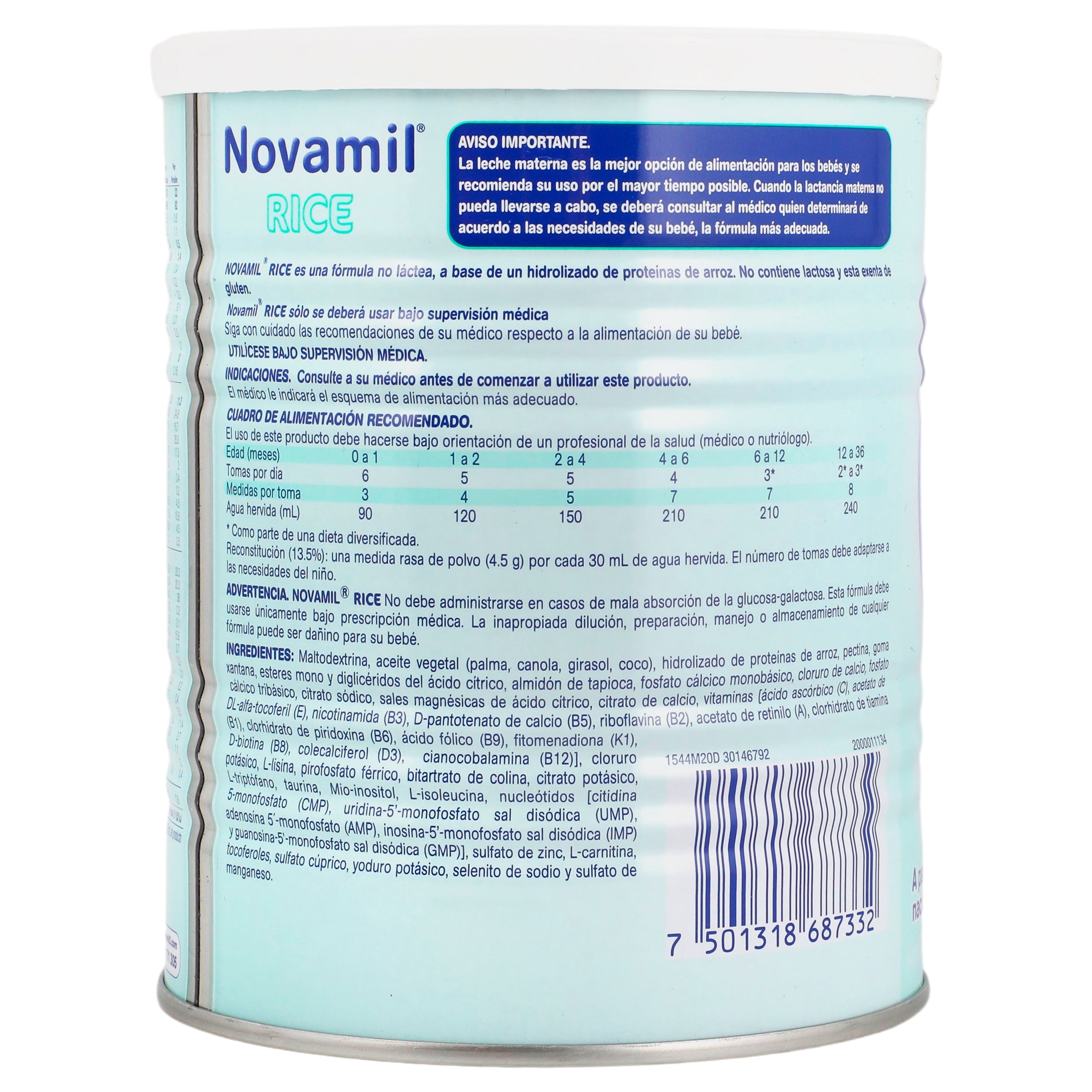 Novamil Rice Formula No Lactea 400 G 7501318687332 perfil 8