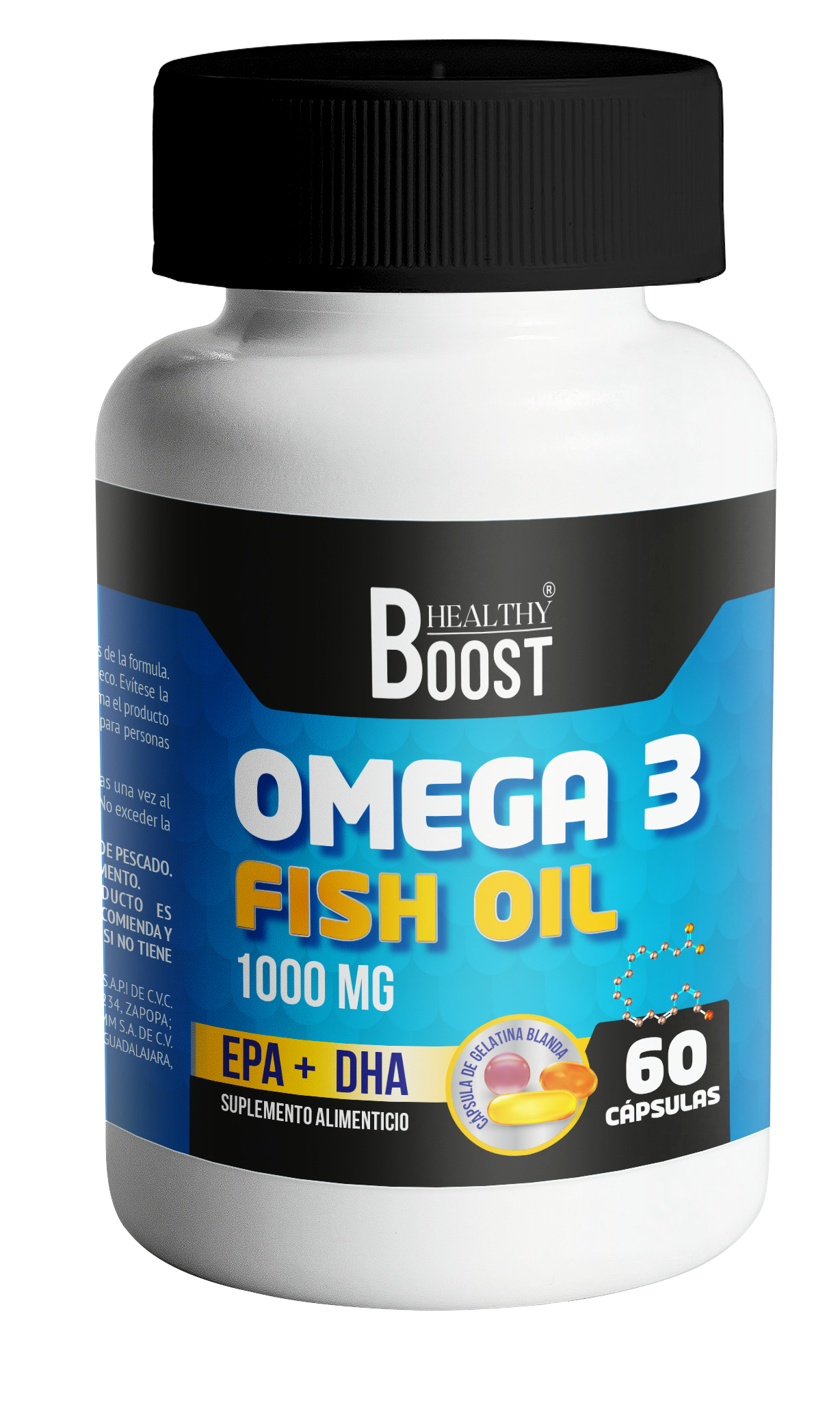 Omega 3 1000 Mg Aceite Pescado Con 60 Capsulas Healthy Boost