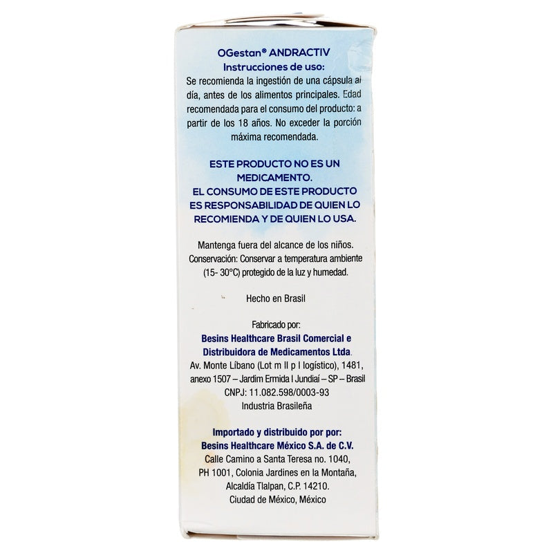Ogestan Andractiv Suplemento Alimenticio Con 30 Capsulas 3701217201699  perfil 4