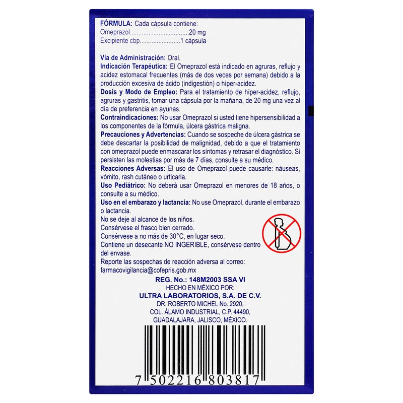 Omeprazol 20 Mg Con 120 Capsulas Avivia 7502216803817  perfil 2