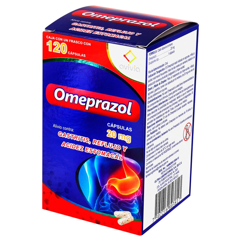 Omeprazol 20 Mg Con 120 Capsulas Avivia 7502216803817  perfil 4