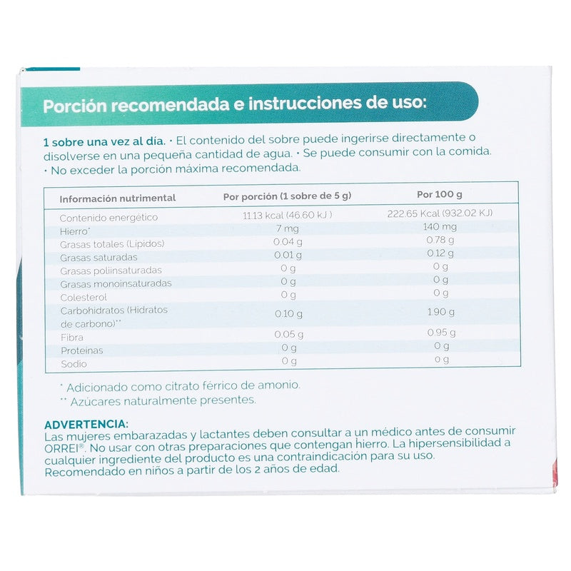 Orrei 7 Mg Suplemento Alimenticio Con 30 Sobres Gel 5 G 7502209710559 