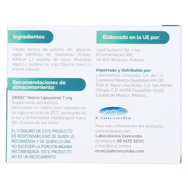 Orrei 7 Mg Suplemento Alimenticio Con 30 Sobres Gel 5 G 7502209710559  perfil 4