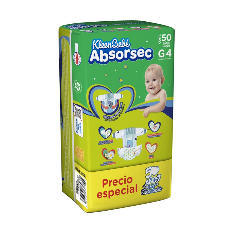 Pañal Absorsec Con 50 Piezas Grande 7506425660704  perfil 2