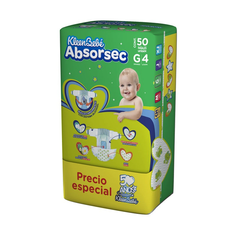 Pañal Absorsec Con 50 Piezas Grande 7506425660704  perfil 4