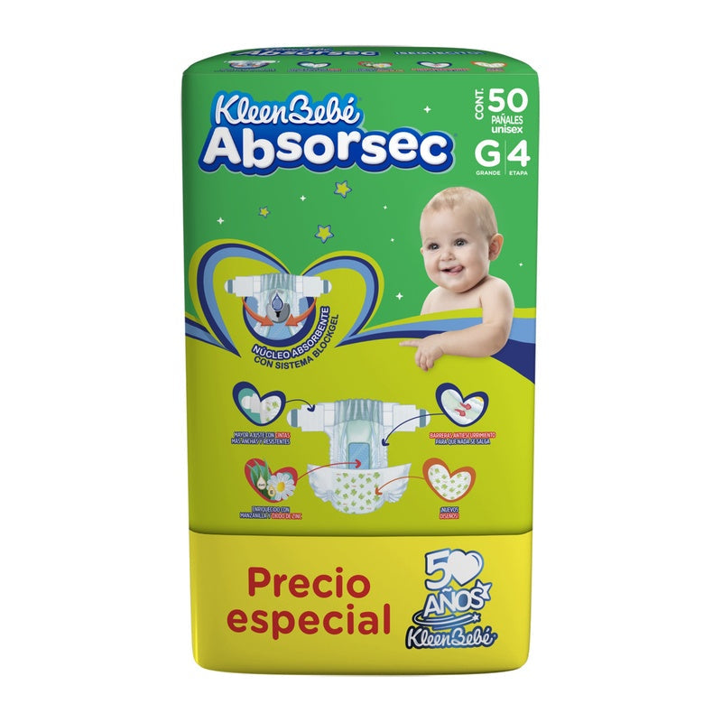 Pañal Absorsec Con 50 Piezas Grande 7506425660704  perfil 5