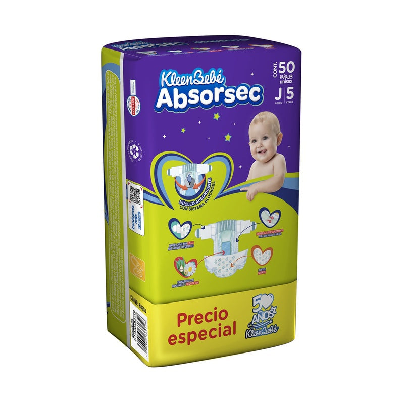 Pañal Absorsec Con 50 Piezas Jumbo 7506425660728  perfil 2