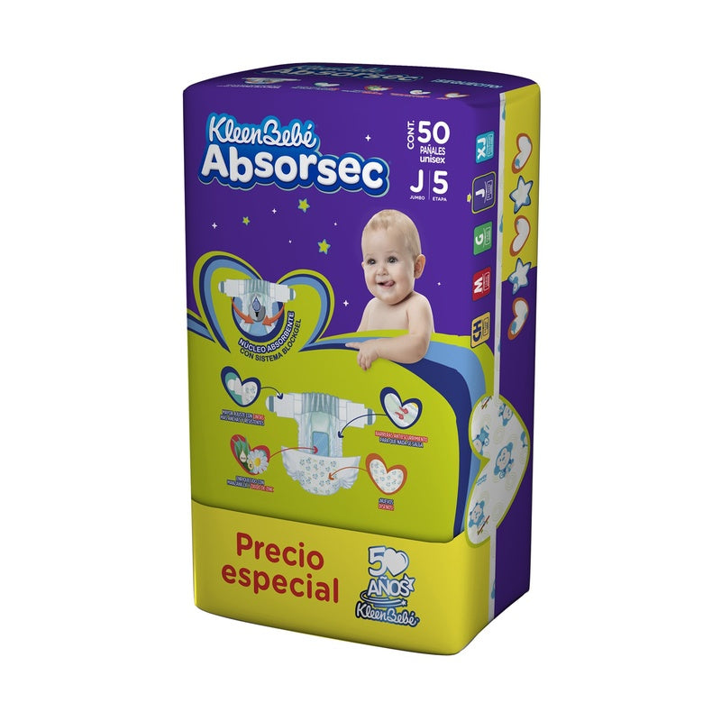 Pañal Absorsec Con 50 Piezas Jumbo 7506425660728  perfil 3
