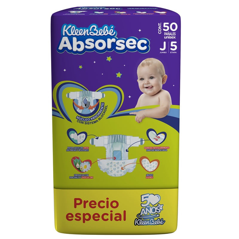 Pañal Absorsec Con 50 Piezas Jumbo 7506425660728  perfil 4