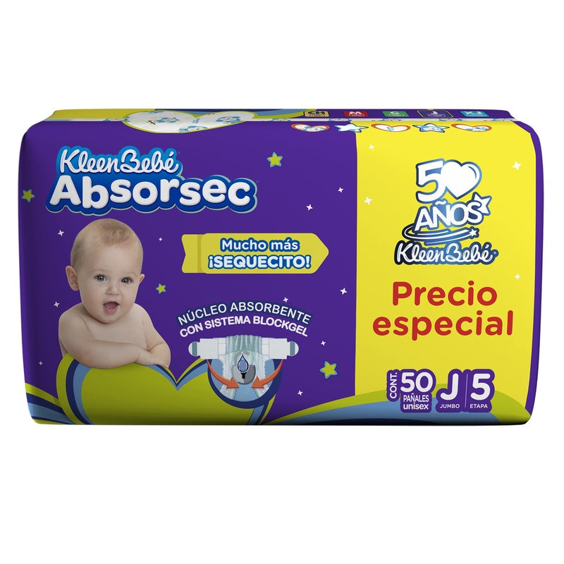 Pañal Absorsec Con 50 Piezas Jumbo 7506425660728  perfil 5