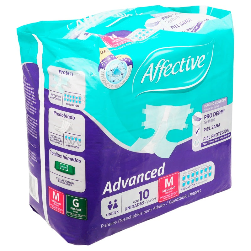 Pañal Affective Advanced Adulto Mediano Con 10 Piezas 013117016338 perfil 4