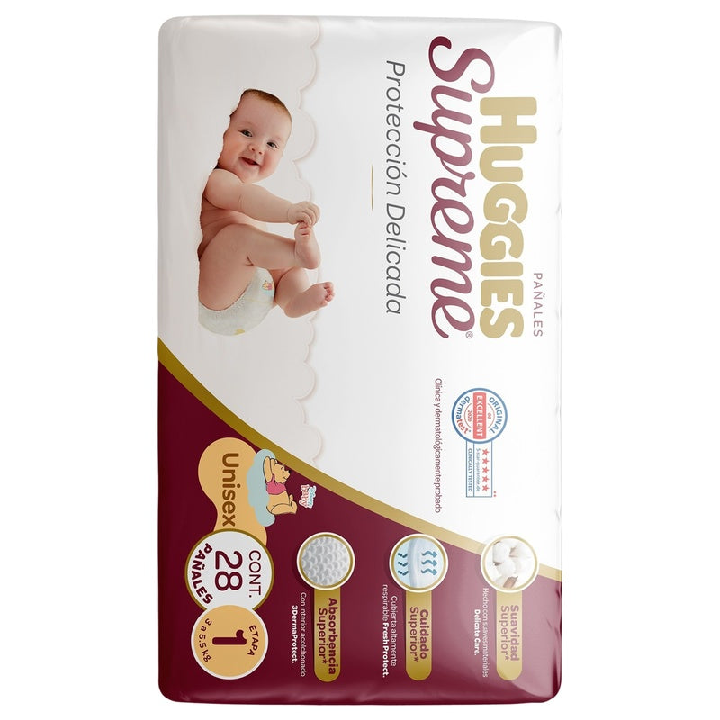 Pañal Huggies Supreme Etapa Unisex Con 28