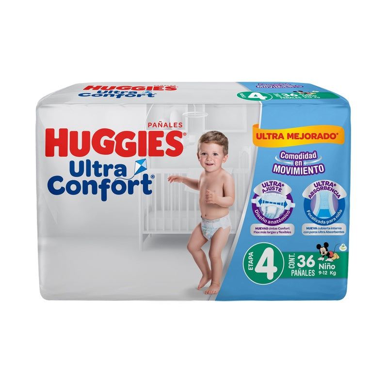 Pañal Huggies Ultraconfort Con 36 Piezas Niño Etapa 4 7506425655823  perfil 3