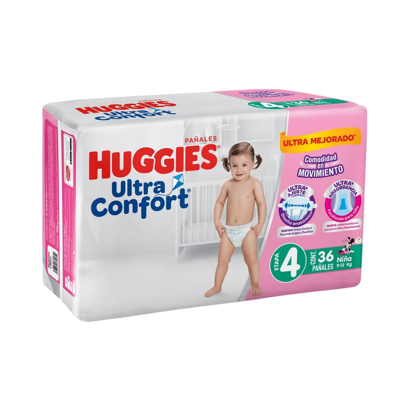 Pañal Huggies Ultraconfort Etapa 4 Niña Con 36 7506425655809  perfil 5