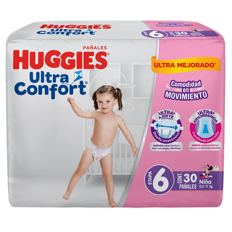 Pañal Huggies Ultraconfort Etapa 6 Niña Con 30 7506425655885 