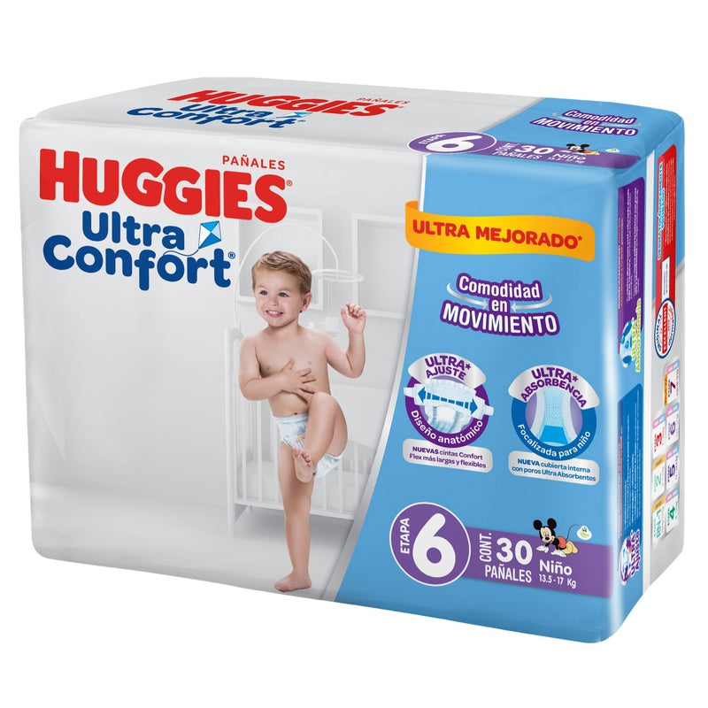 Pañal Huggies Ultraconfort Etapa 6 Niño Con 30 7506425655908  perfil 2