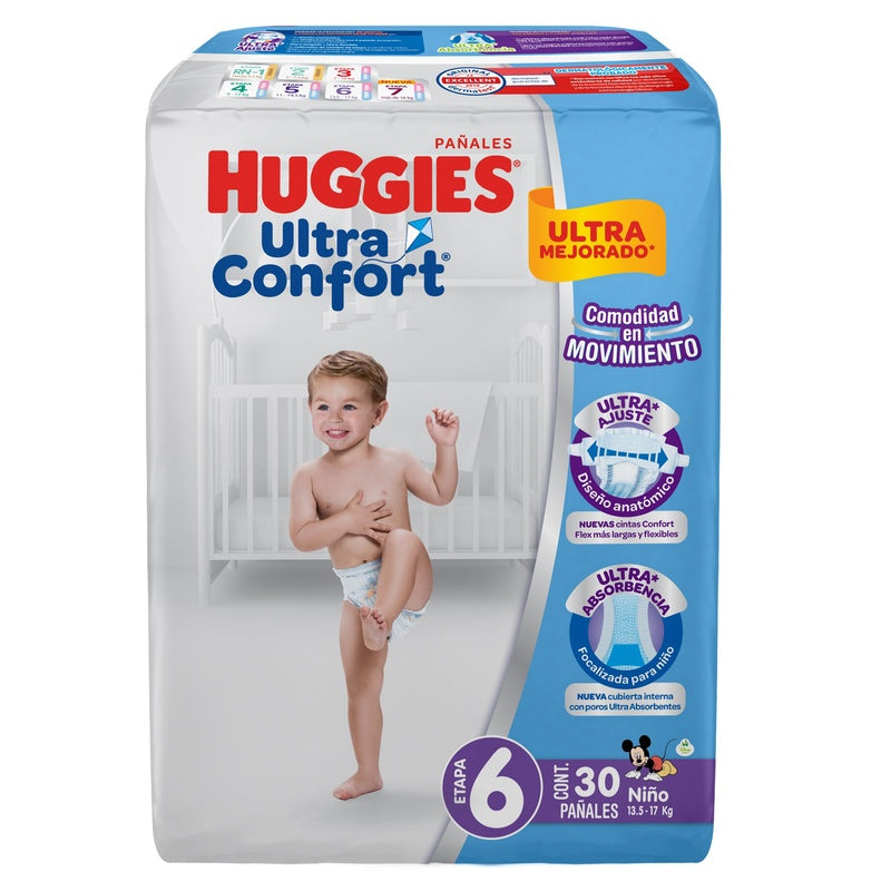 Pañal Huggies Ultraconfort Etapa 6 Niño Con 30 7506425655908  perfil 3