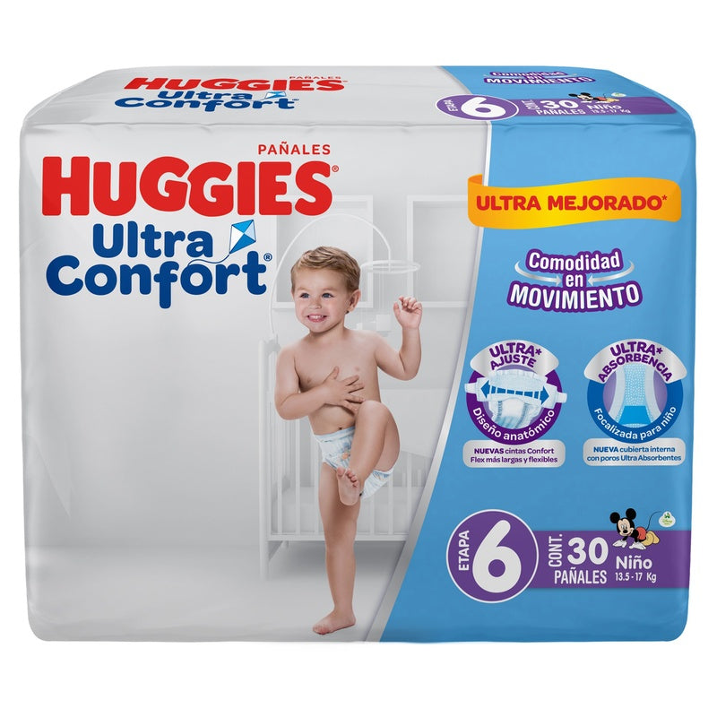 Pañal Huggies Ultraconfort Etapa 6 Niño Con 30 7506425655908  perfil 4