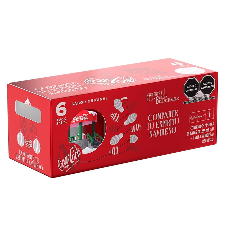 Pack 6 Coca Cola Lata 235 Ml + Villa Navideña 2024 7501055384433  perfil 6