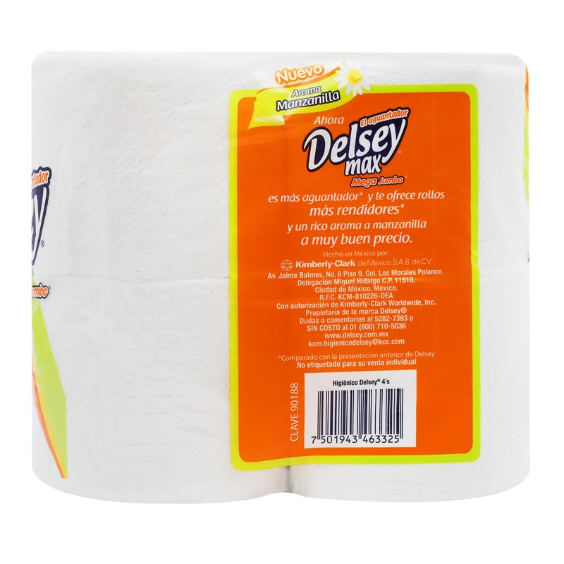 Papel Higienico Delsey Mega Jumbo Con 4 Rollos Con 400 Hojas Dobles 7501943463325  perfil 3