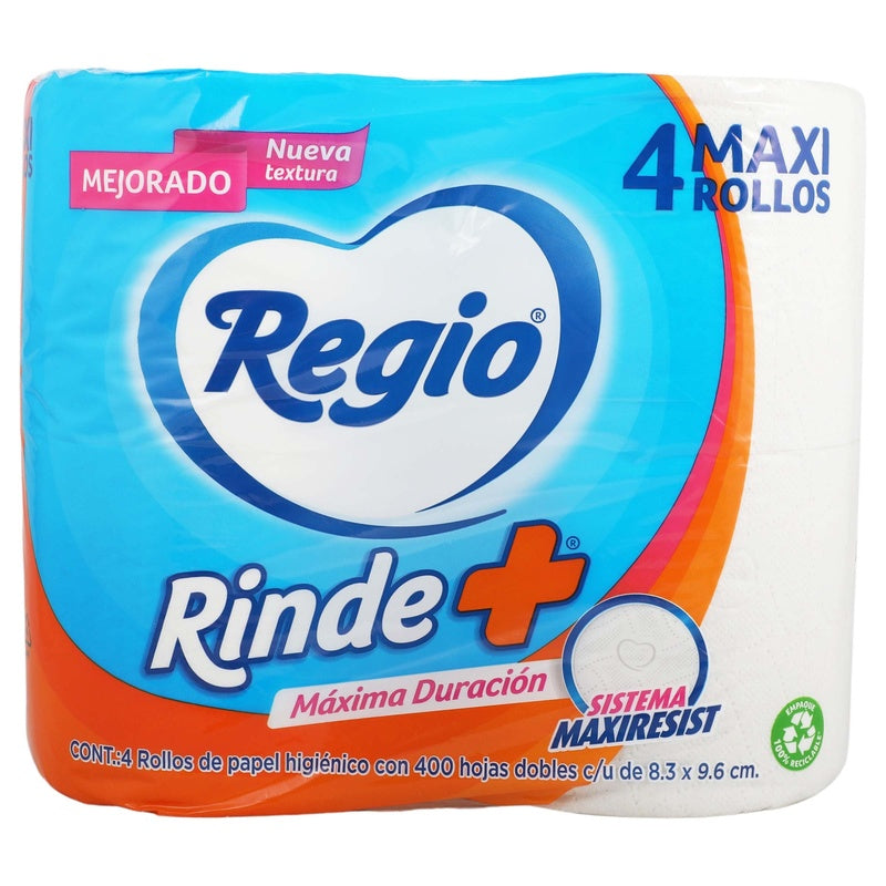 Papel Higienico Regio Rinde+ Con 4 Rollos 7501036619233 