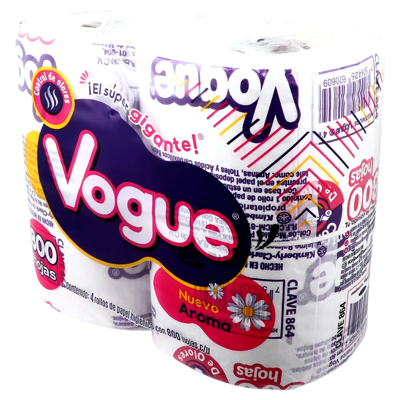 Papel Vogue Gigante Manzanilla 800 Hojas Con 4 Rollos 7506425620609  perfil 4