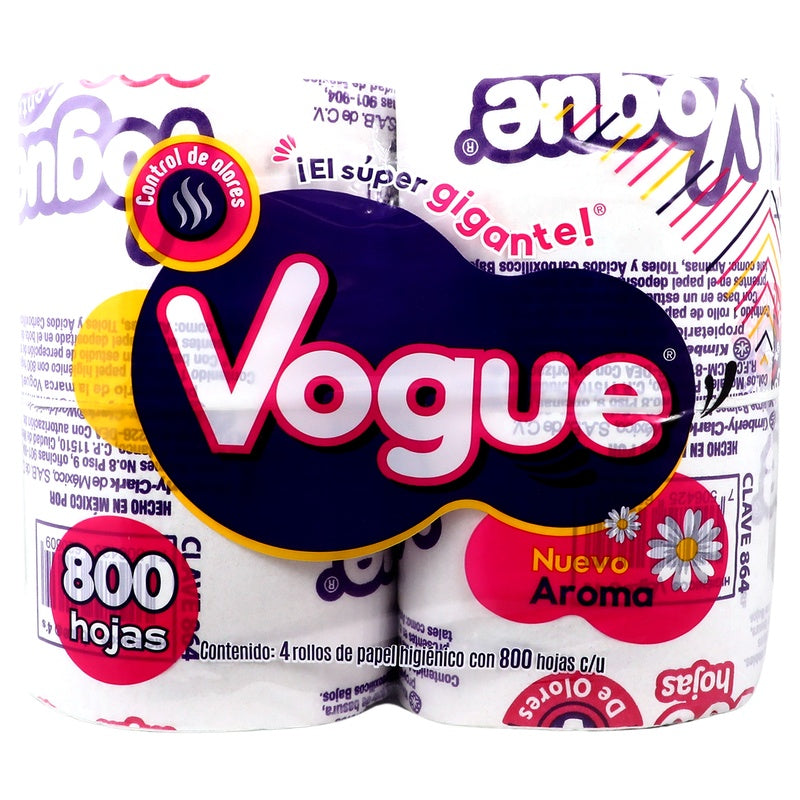 Papel Vogue Gigante Manzanilla 800 Hojas Con 4 Rollos 7506425620609  perfil 5