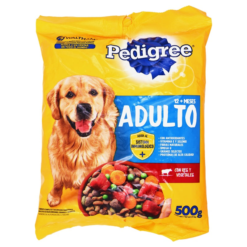 Pedigree Adulto Purpose Res Y Vegetales 500 G 7506174514716  perfil 2