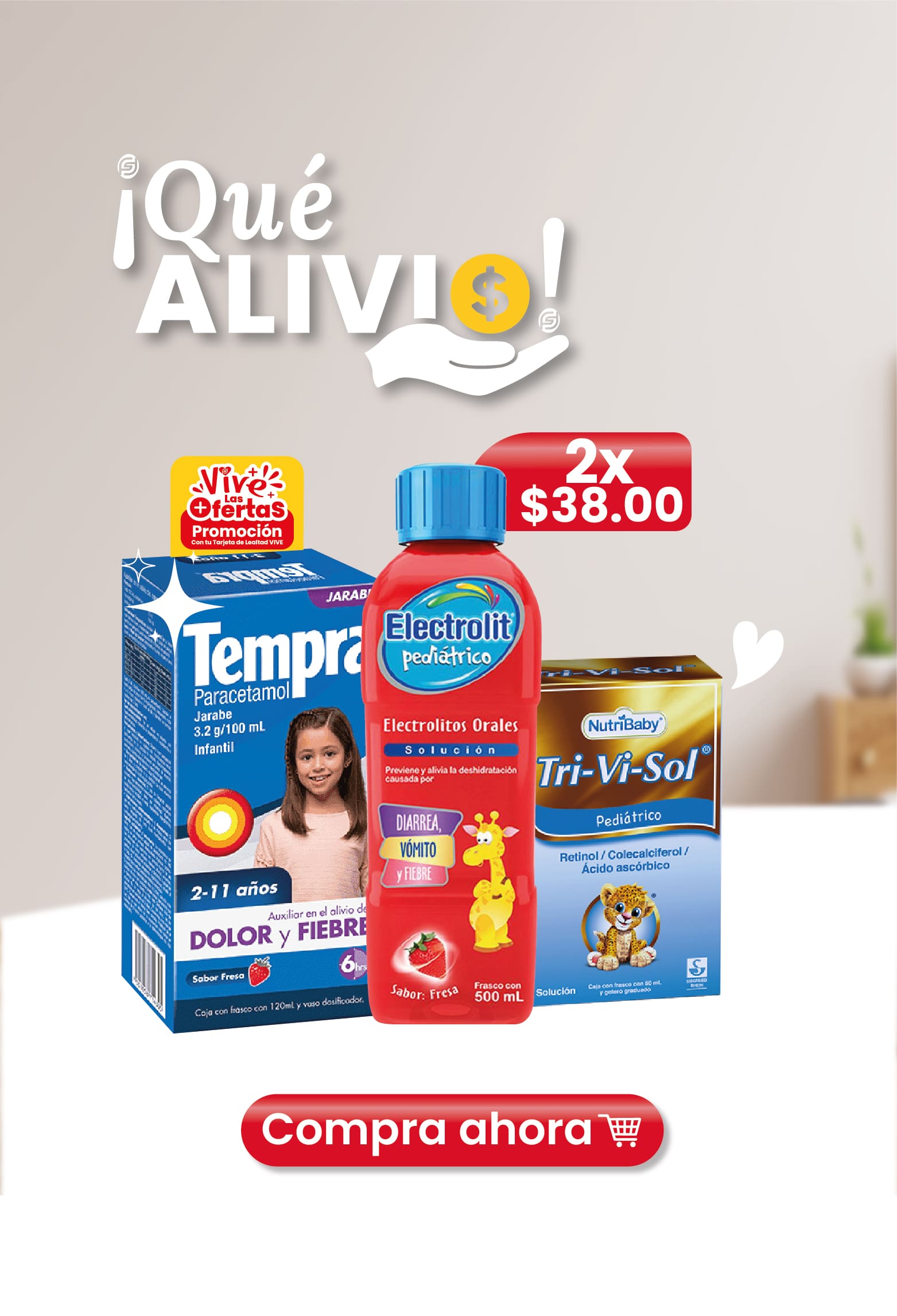 ¡Que alivio! con tempra y electrolit 